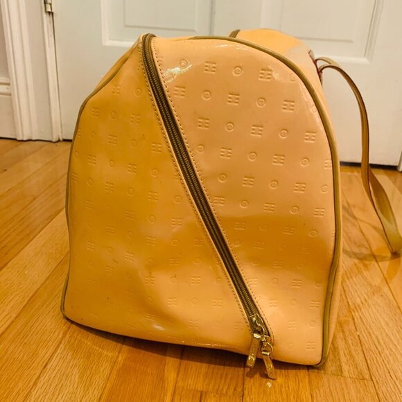 ARCADIA Classic Yellow Embossed Patent Leather Gateway XL Weekender Bag - Picture 15 of 16
